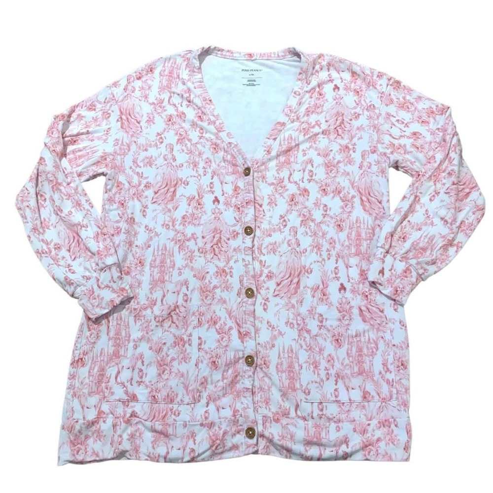 Posh‎ Peanut Cardigan Once Upon a Time L/XL Pink Toile Bamboo Coquette Princess